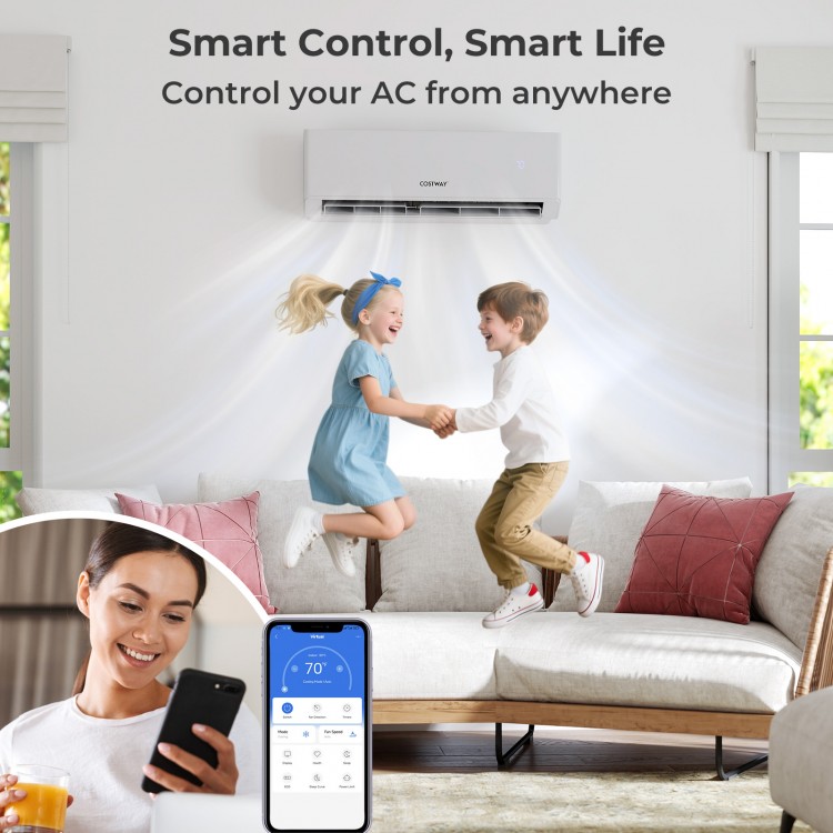 Mini split air conditioner with WiFi, 36000 BTU, 3 zones, and energy-efficient inverter technology for customizable.