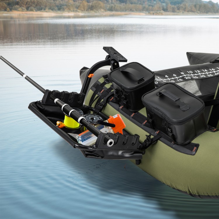 360° rotatable fishing boat accessory set with rod rack and storage basket, ideal for organizing fishing gear on.