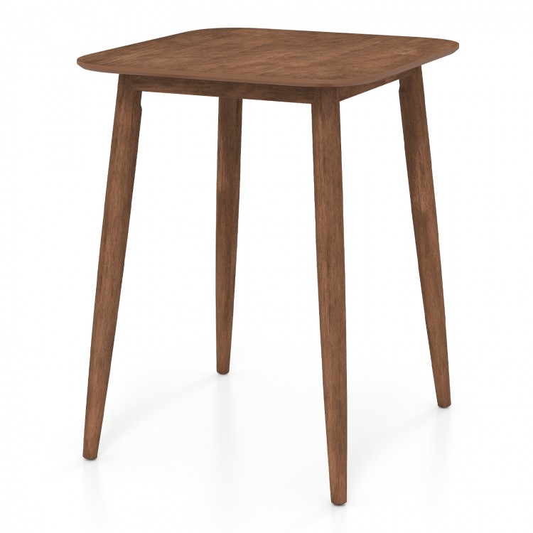 Walnut 36-inch counter height bar table with solid rubber wood legs, ideal for dining rooms or home bars.