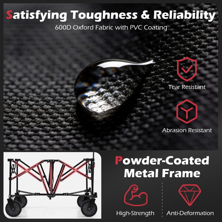 Close-up of 600D Oxford fabric with PVC coating, showcasing tear and abrasion resistance for the heavy-duty wagon cart.