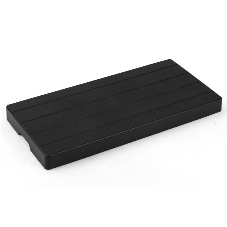 Black 38" x 18" x 3" mini split condenser pad designed for HVAC systems, offering noise reduction and a stable base.