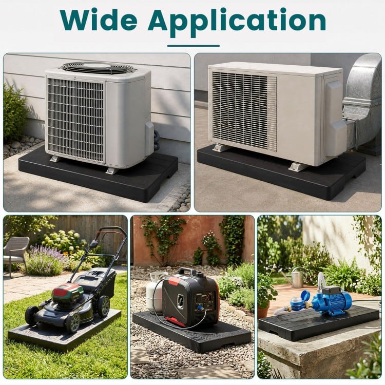Mini split condenser pad in black, designed for HVAC systems, offers noise reduction and supports heavy outdoor units.