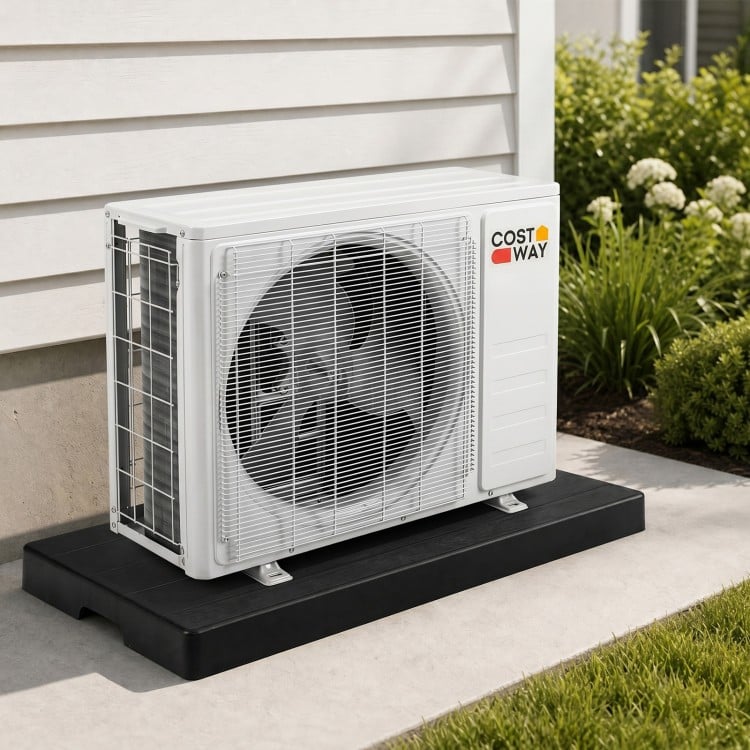Mini split condenser pad in black designed for HVAC systems, providing stability and noise reduction for outdoor units.