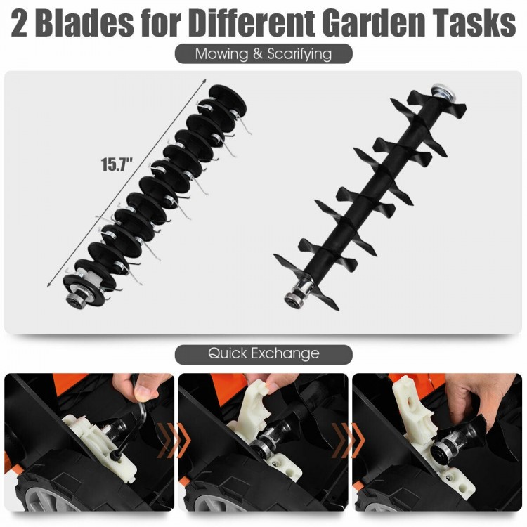 15-inch removable blades for the 13 Amp electric scarifier, ideal for mowing and scarifying garden tasks.