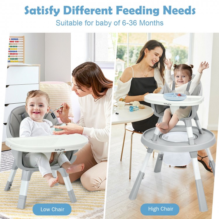 6-in-1 Baby High Chair Infant Activity Center with Height Adjustment-GrayCostway Gallery View 9 of 12