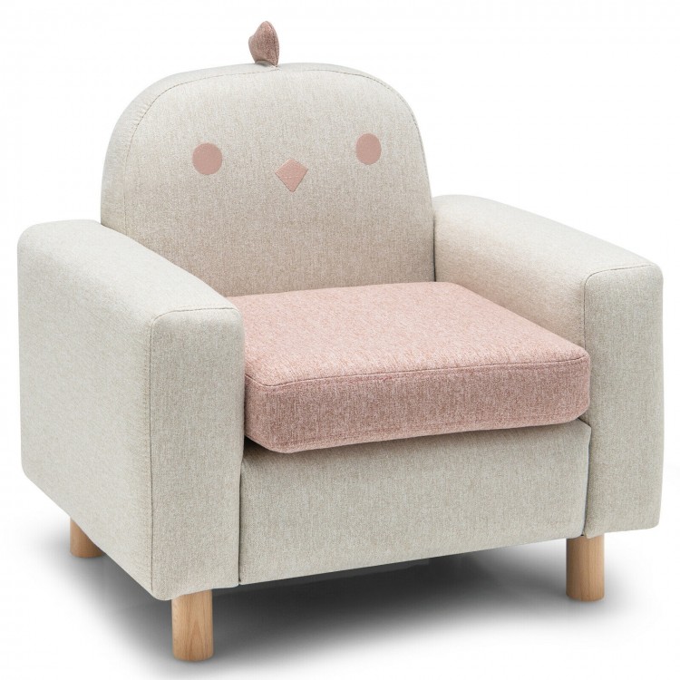 Kids Sofa with Armrest and Thick Cushion-PinkCostway Gallery View 3 of 12