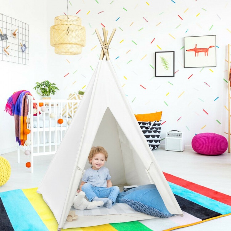 Portable 5.5 ft cotton kids' play tent in classic Indian style, perfect for indoor and outdoor imaginative play.