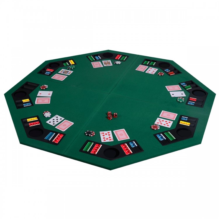 Octagon poker table top for 8 players with cup holders, featuring a foldable design for easy storage and transport.