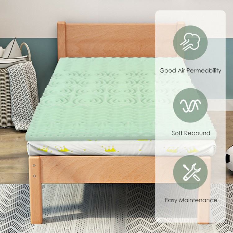 3-inch cooling air foam mattress topper in twin size, featuring breathable material for comfort and good air.