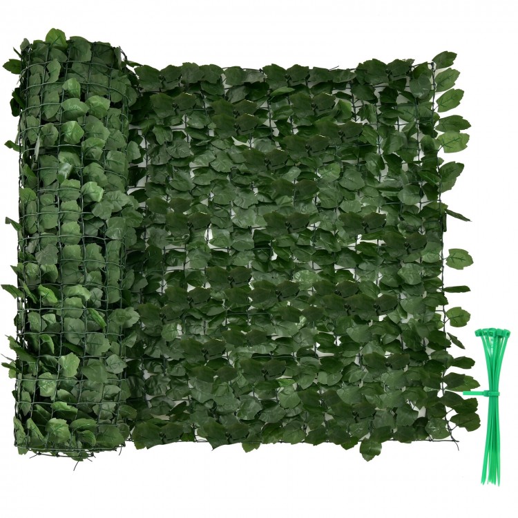 Artificial ivy privacy fence screen measuring 118" x 39" with 1696 realistic leaves, ideal for outdoor decor and.