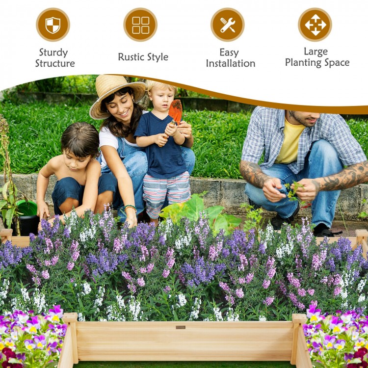 U-shaped wooden garden raised bed made of natural fir wood, featuring five planter boxes for ample planting space.