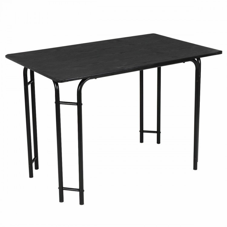 Rectangular dining table from a 5-piece set with sturdy iron frame, round corners, and non-skid feet for safety and.
