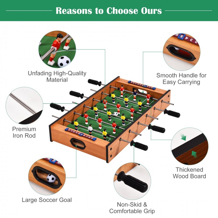 2 in 1 air hockey and foosball game table with smooth handles and premium iron rods for indoor and outdoor fun.