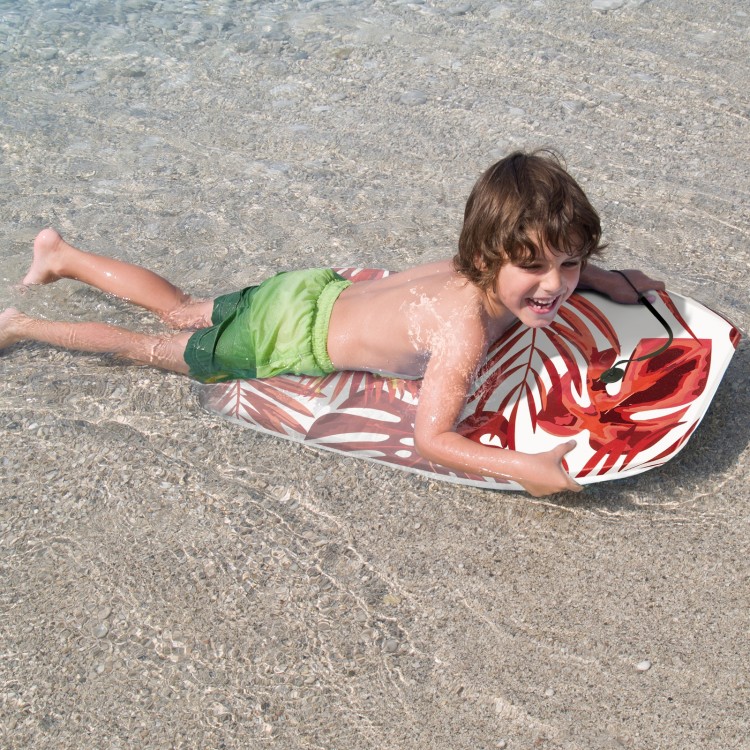 Lightweight 37-inch surfboard with EPS core, XPE deck, and safety leash, perfect for kids enjoying summer waves.
