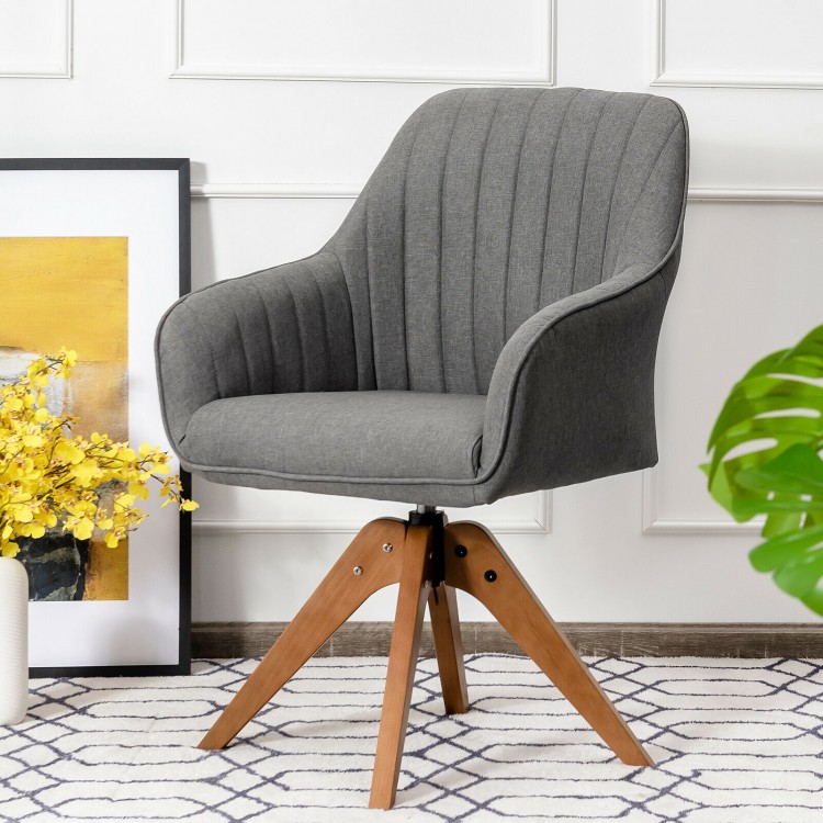 Swivel accent chair with breathable linen upholstery and beech wood legs, perfect for study or relaxation.