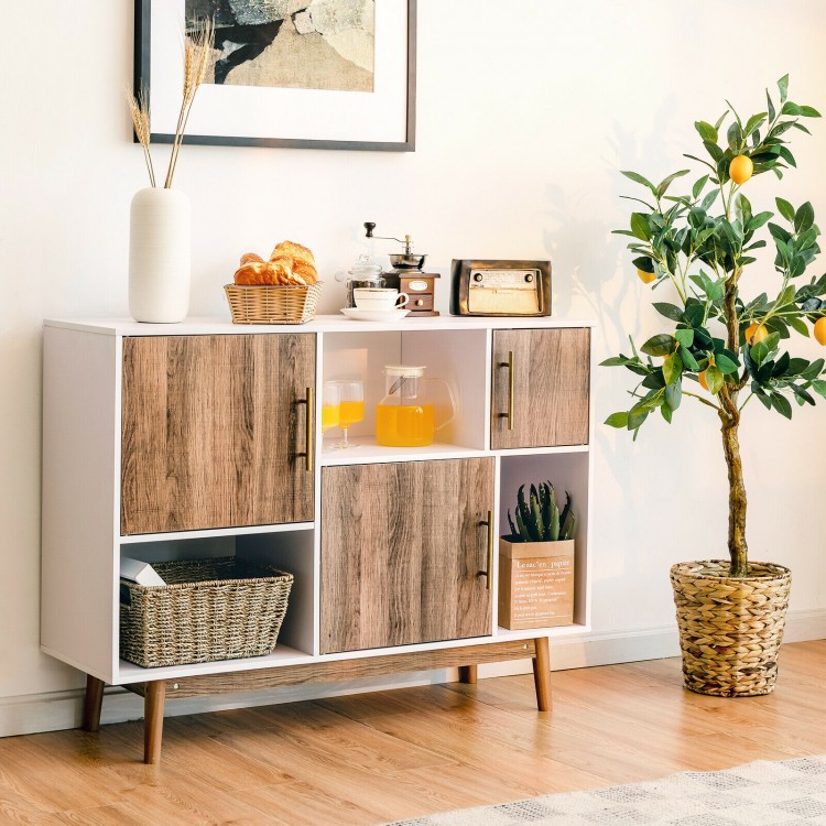 Sideboard storage cabinet with 6 compartments, engineered wood, and a stylish design, ideal for living room or kitchen.