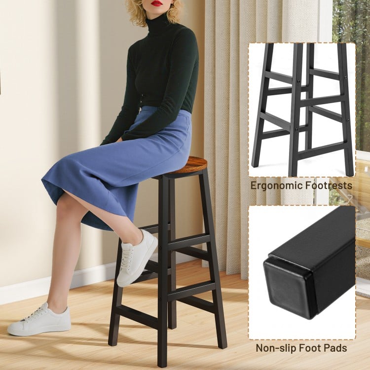 Bar table set with storage featuring a smooth wood surface and sturdy structure, ideal for kitchen or dining areas.
