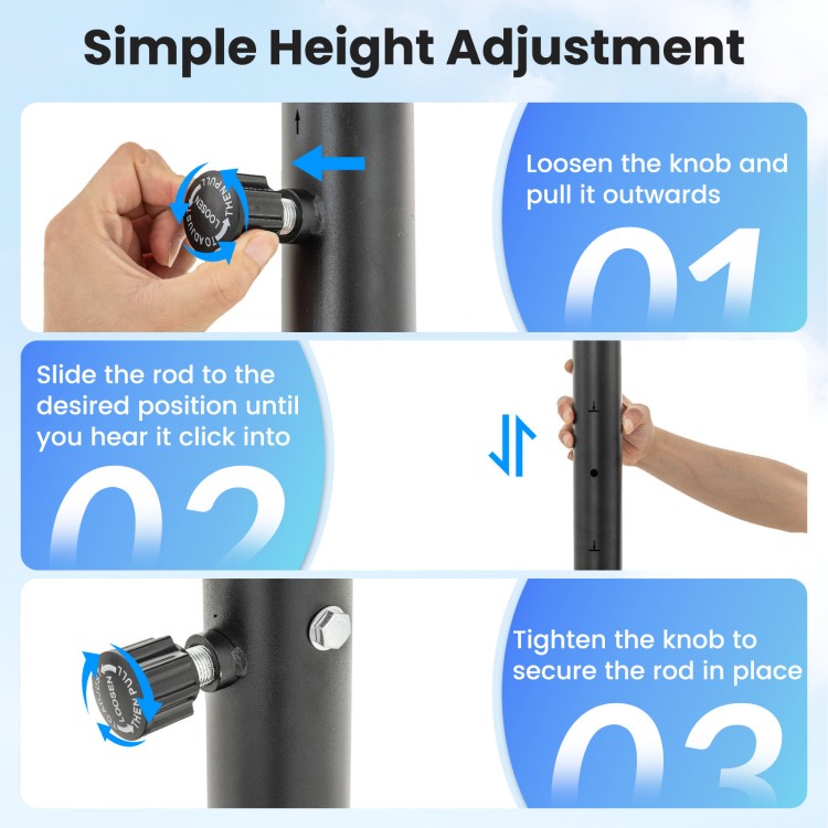 Height adjustment knob for the 3.3-10 feet portable basketball hoop, designed for easy tool-free height changes.