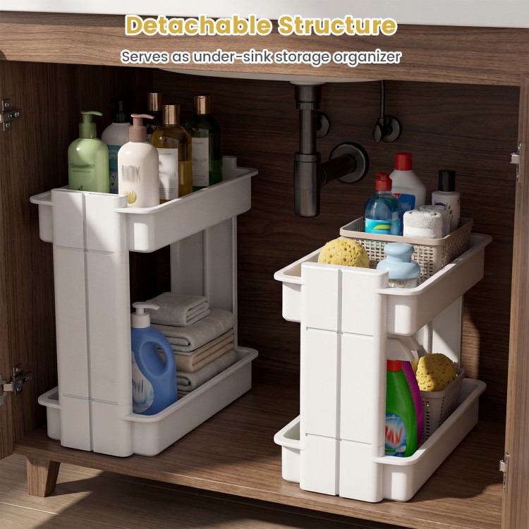 3/4-tier rolling utility cart with detachable trays, smooth wheels, and ventilated design for efficient under-sink.