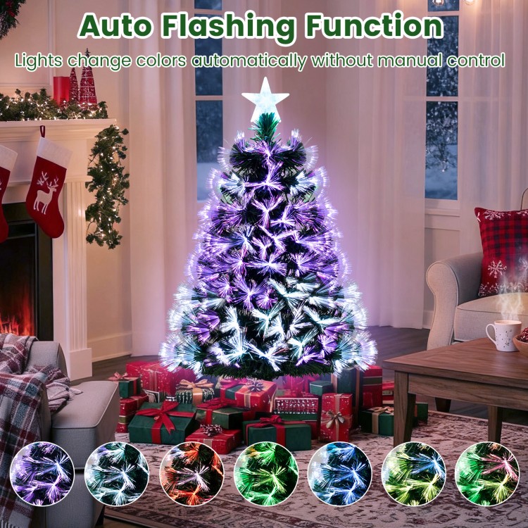 3 feet fiber optic Christmas tree with 93 branch tips and a star topper, featuring auto color-changing lights for.