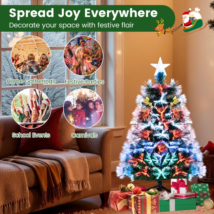 3 feet fiber optic Christmas tree with 93 branch tips and a charming star topper, perfect for festive home gatherings.
