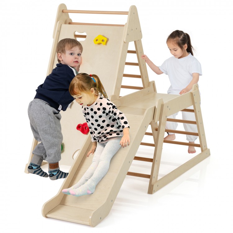 3-In 1 Jungle Gym Indoor Playground with Extended Slide for Toddlers - Gallery View 6 of 12