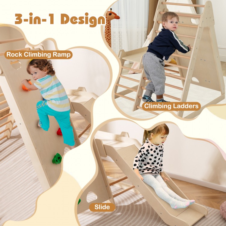 3-In 1 Jungle Gym Indoor Playground with Extended Slide for Toddlers - Gallery View 8 of 12