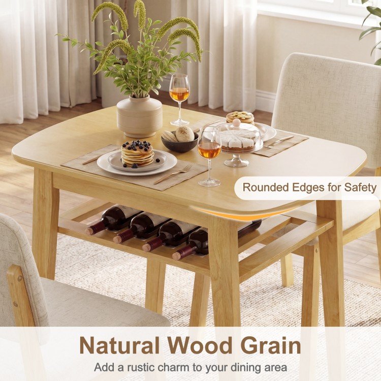 3-piece dining table set with natural wood grain, rounded edges for safety, perfect for cozy dining spaces.