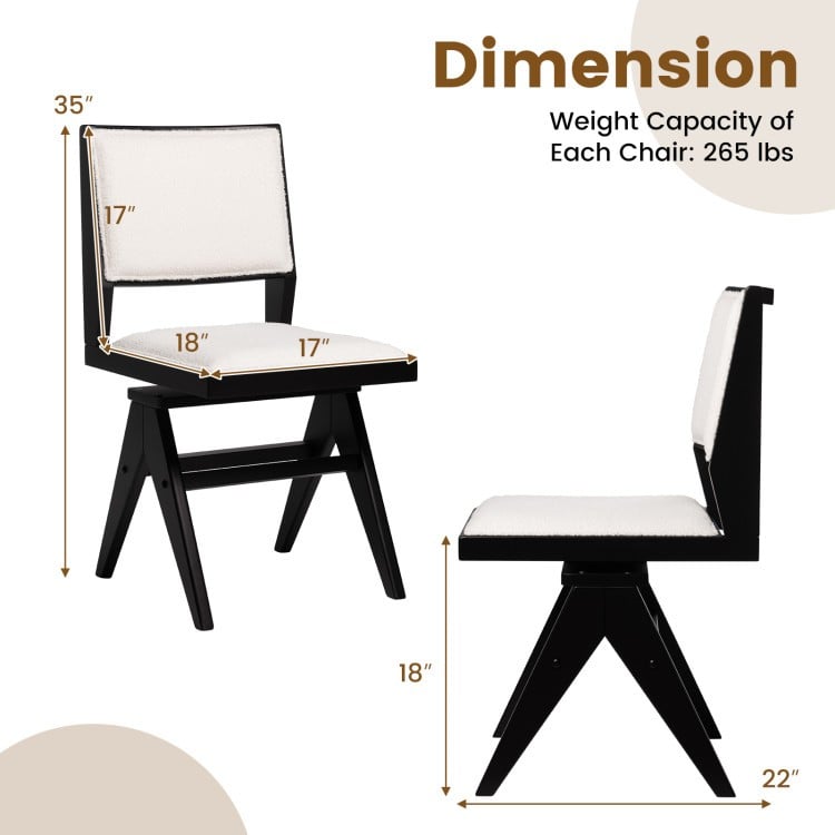 Swivel upholstered chair with faux sherpa fabric, solid rubber wood frame, and ergonomic design for dining spaces.