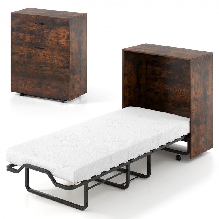 3-piece space-saving living room set featuring a foldable Murphy bed, teddy velvet sofa, and 3-tier bookshelf for.