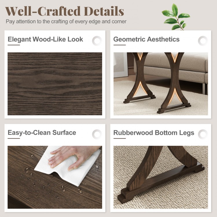 Nesting coffee table set showcasing elegant wood-like look and geometric design, perfect for living room organization.