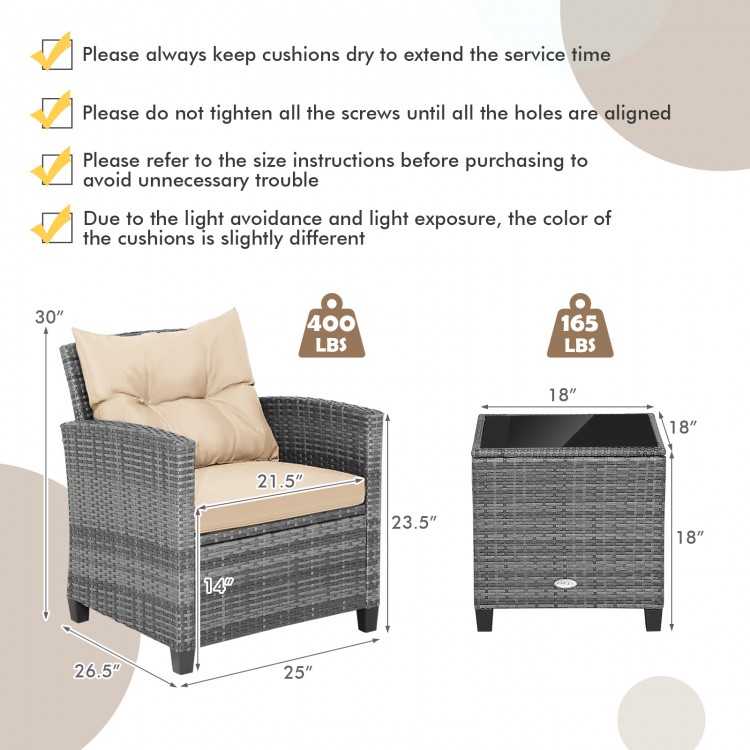 Outdoor wicker chair with beige cushion, featuring a sturdy steel frame, ideal for backyard or poolside relaxation.