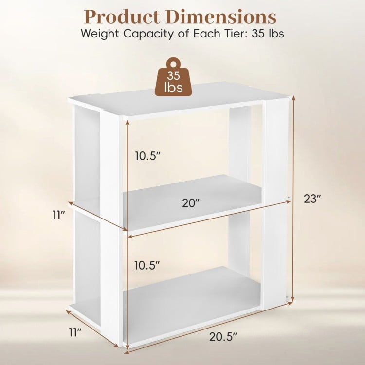 3-tier white shoe rack with stackable design, sturdy construction, and wipe-clean surface for versatile storage solutions.