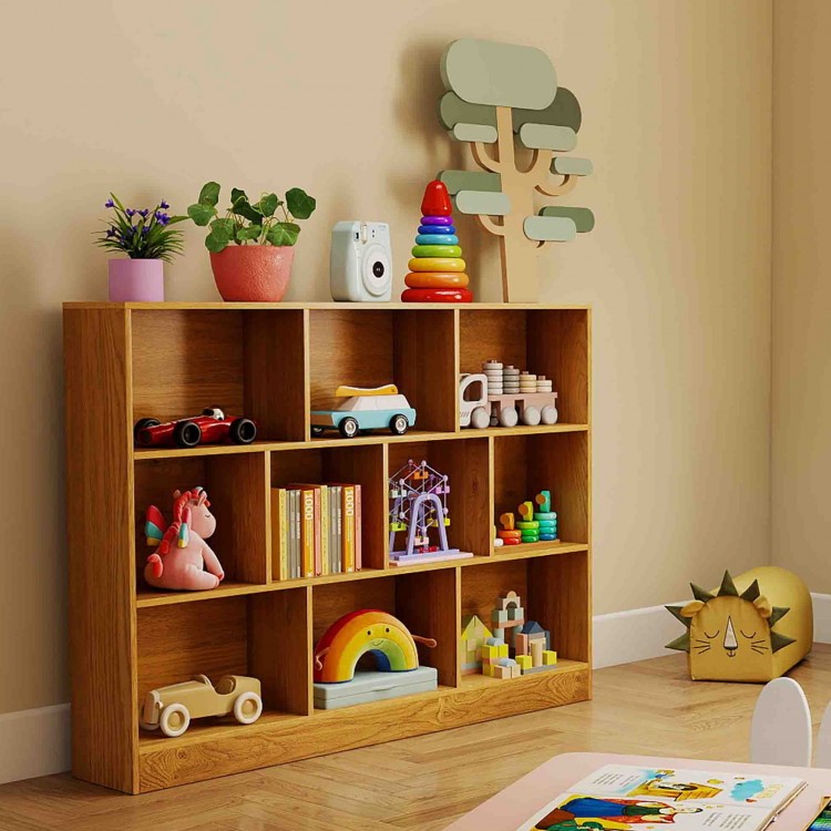 3-in-1 kids play and learning center set with 10-cube storage, perfect for playrooms and promoting creativity.