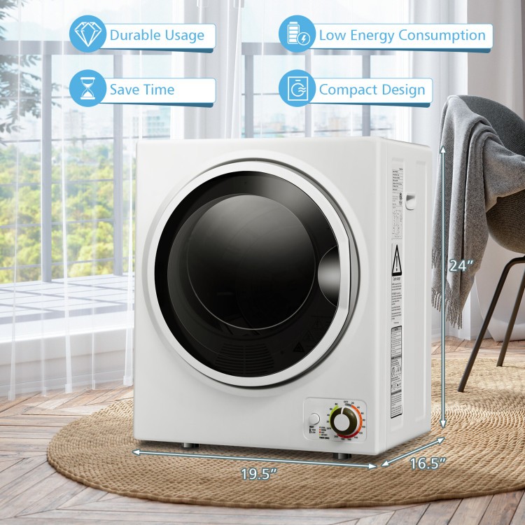 Clothes dryer with compact design, see-through window, and 4 drying modes for efficient laundry in modern bathrooms.