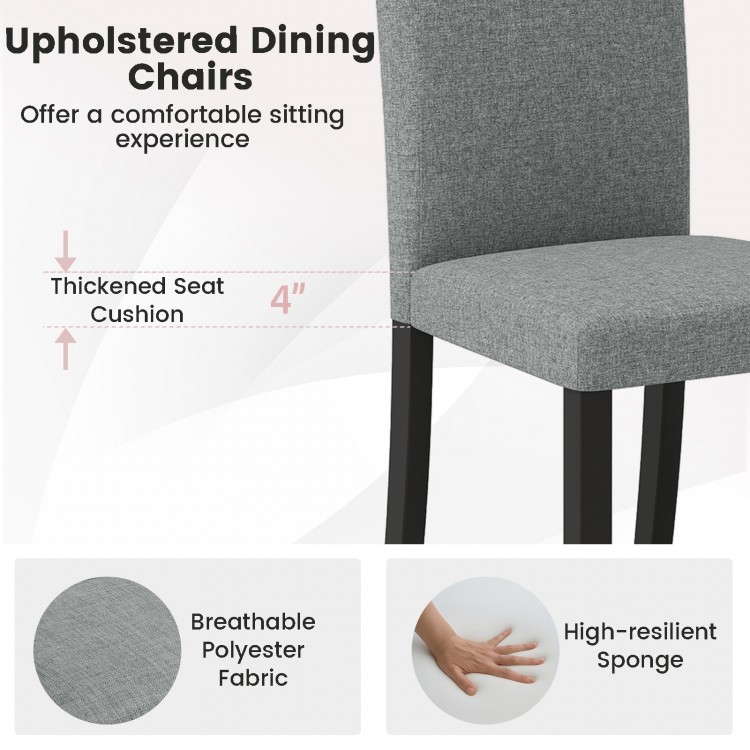 Mid-century modern dining chair with gray breathable polyester fabric and 4" thick cushion, perfect for dining areas.