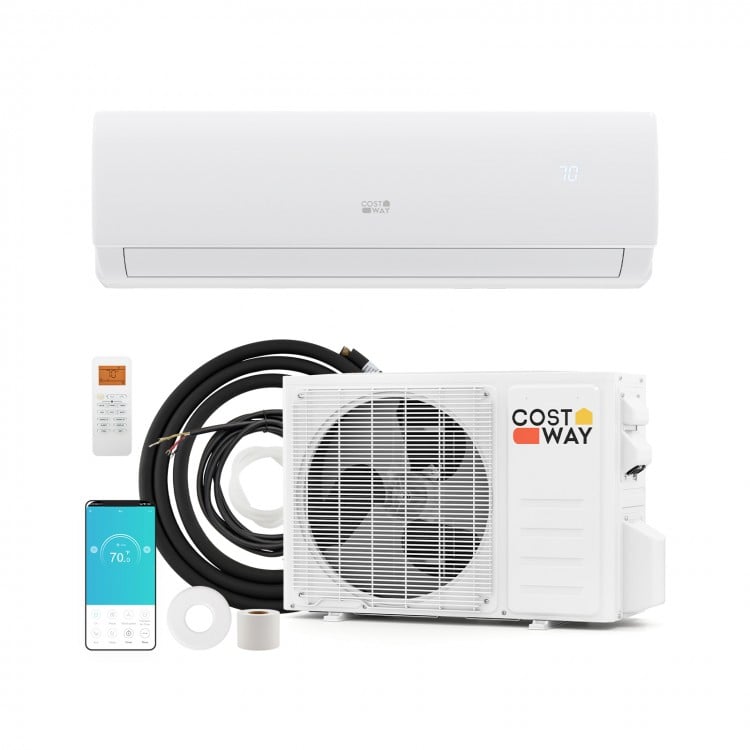 Energy-efficient 23000 BTU inverter mini split AC/heater system with R32 refrigerant for rooms up to 1500 sq ft.