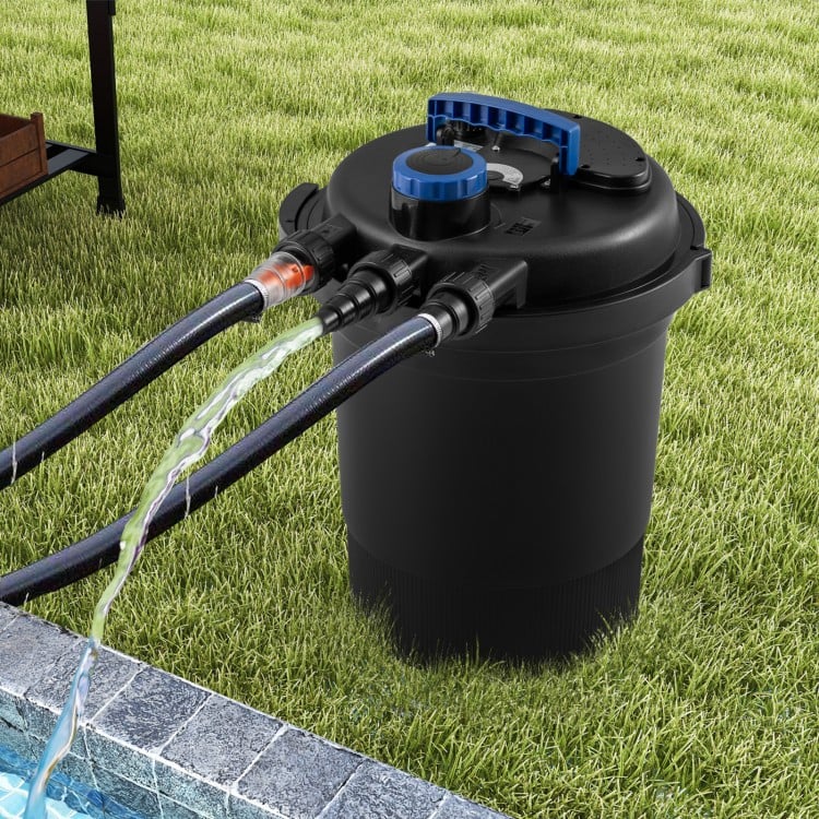 4000 gallons pond pressure bio filter with dual outlet, UV light, and bio sponges for effective water recycling.