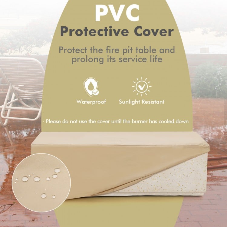 Weatherproof PVC cover for 42-inch terrazzo fire pit table, protecting against elements and prolonging its service life.