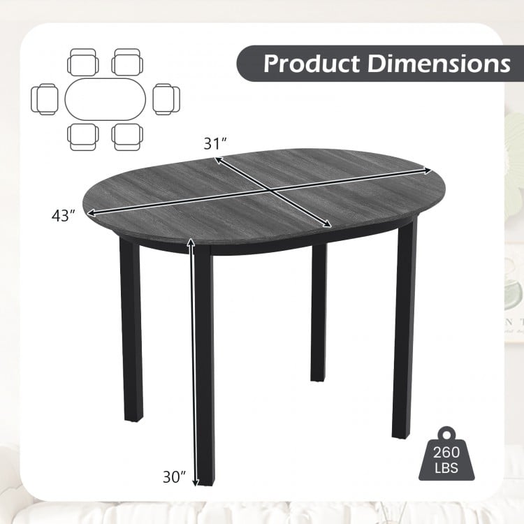 Round 43-inch wooden dining table in black with rubber wood legs, ideal for 2-4 people, perfect for small spaces.