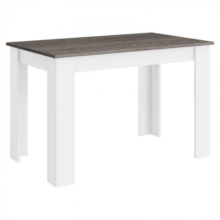 47-inch dining table with a dark gray top and white legs, perfect for small spaces and versatile use in kitchens or.
