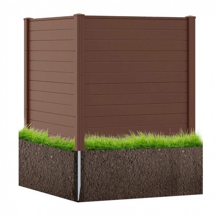 Brown 48" W x 48" H outdoor privacy fence screen with galvanized metal stakes for backyard concealment and stylish.