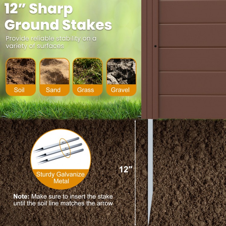 12” galvanized metal ground stakes provide stability for the outdoor privacy fence screen, suitable for various.