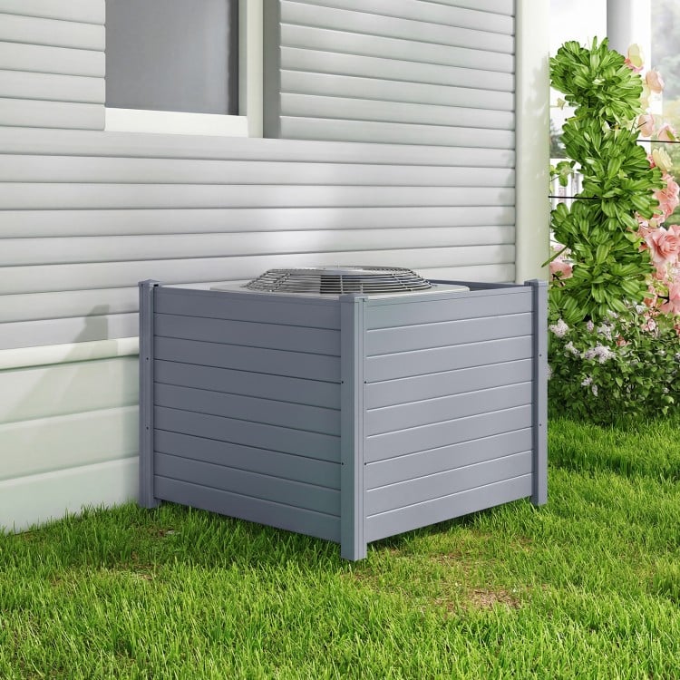 Air conditioner fence made of water-resistant PP, featuring a smooth surface and galvanized metal ground stakes for.