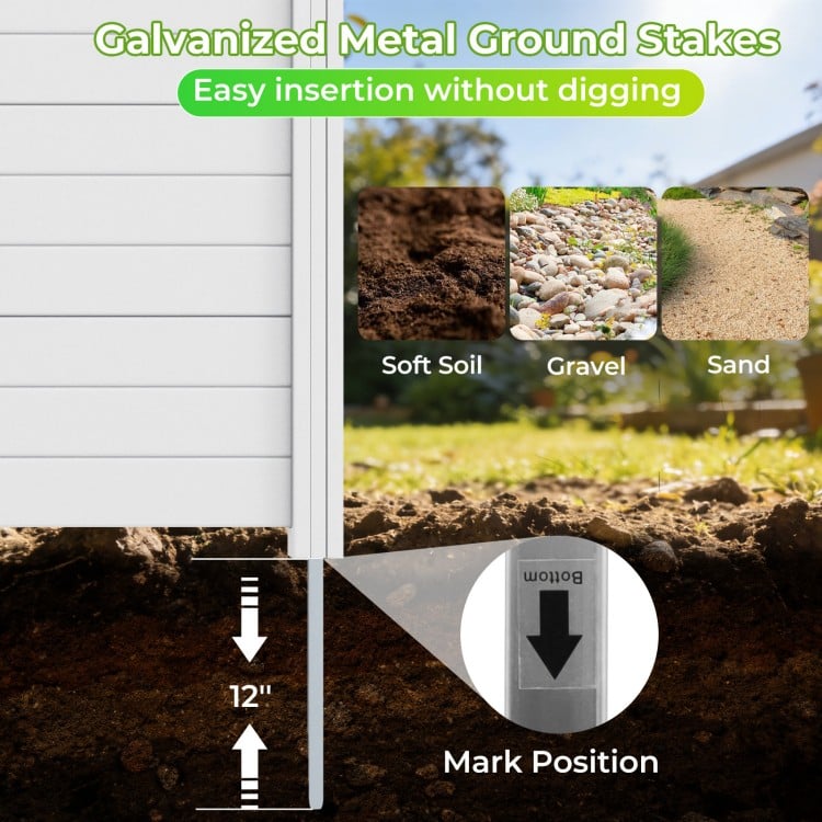 Galvanized metal ground stakes for easy insertion into soft soil, gravel, or sand, enhancing stability for the air conditioner fence.