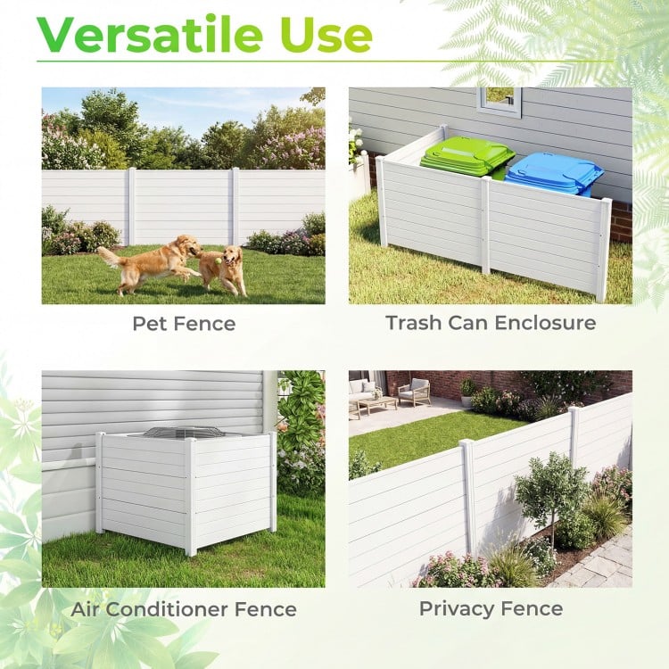 Air conditioner fence made of water-resistant PP, featuring three panels and galvanized metal stakes for easy installation.