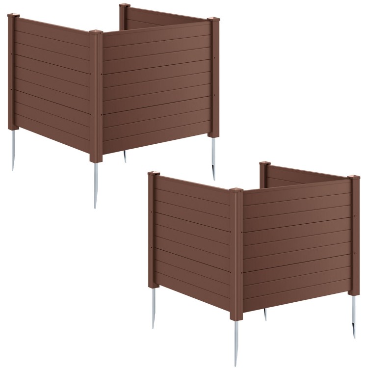Brown 48 x 38 inches outdoor privacy fence panels with galvanized metal stakes, ideal for air conditioner or pet.