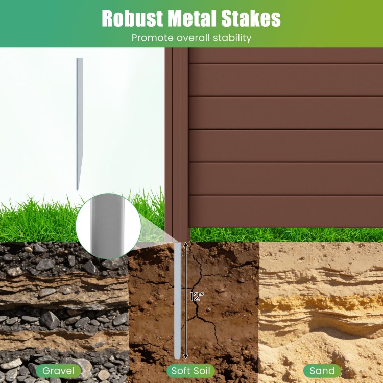 Robust galvanized metal stakes for 48 x 38 inches outdoor privacy fence, suitable for soft soil, gravel, or sand.