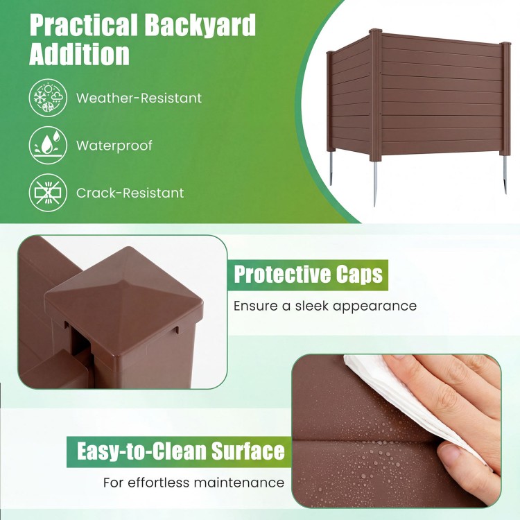 Brown 48 x 38 inches outdoor privacy fence panels with a smooth, easy-to-clean surface for versatile backyard use.