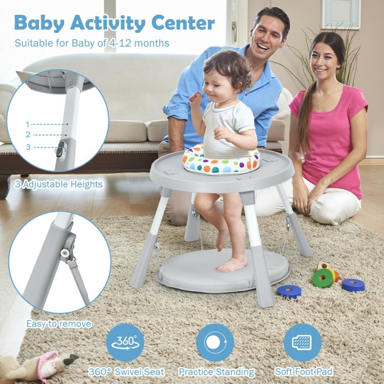 6-in-1 Baby High Chair Infant Activity Center with Height Adjustment-GrayCostway Gallery View 7 of 12